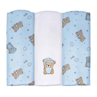 Imagem de Cueiro Flanelado Estampado com Puff 1,00 cm x 80 cm Pixuxu