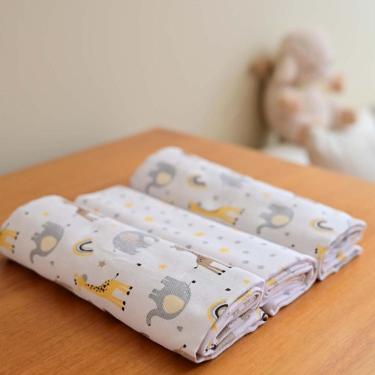 Imagem de Cueiro para Bebê 3 Unidades 1,00 m x 80 cm Flanelado Bublim