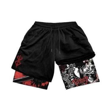 Imagem de Shorts De Treino Esportivos Masculinos plus Size Y2K Anime Maniac Para