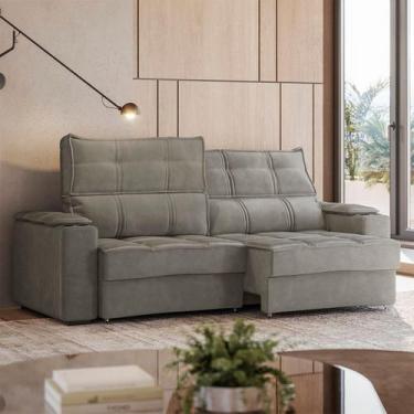 Imagem de Sofá Retrátil e Reclinável 3 Lugares com Porta Copos 250cm Cobán Yesca