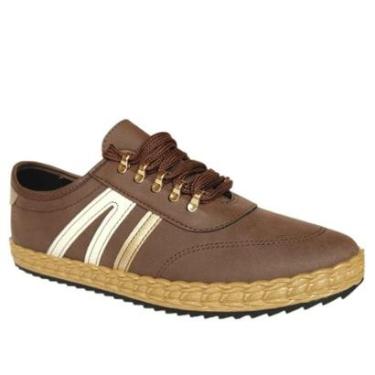 Imagem de Tenis Moleca Chocolate Branco Off Dourado Feminino Original 5696.343-Feminino