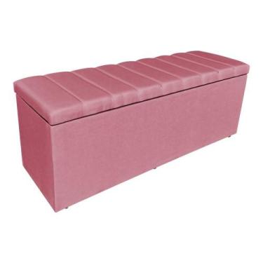 Imagem de Calçadeira Recamier Baú Queen 1,60m Holanda Suede - Pallazio, Rosa