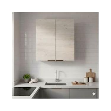 Imagem de Armário de Cozinha Aéreo Bartira Cristal MDP 15mm com 2 Portas e 2 Prateleiras - 80cm d...