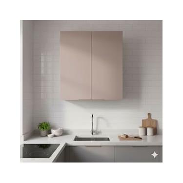 Imagem de Armário de Cozinha Aéreo Bartira Cristal MDP 15mm com 2 Portas e 2 Prateleiras - 80cm d...