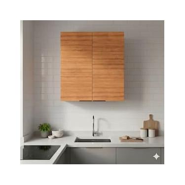Imagem de Armário de Cozinha Aéreo Bartira Cristal MDP 15mm com 2 Portas e 2 Prateleiras - 80cm d...