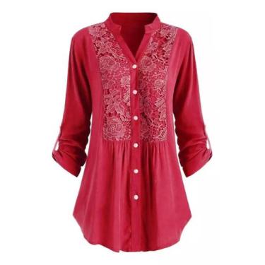 Imagem de F3902-Camisa Blusa Socia Plus Size Renda Florida Elegante 570r - XUMI,