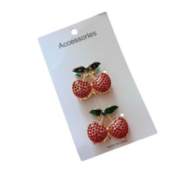 Imagem de Kit Presilhas de Frutas com Strass  2 Unidades - - Pistache Acessórios