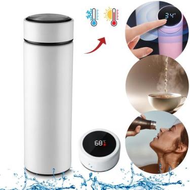 Imagem de Garrafa Térmica Em Aço Inox Temperatura Digital Led 500ml - EM CASA TE