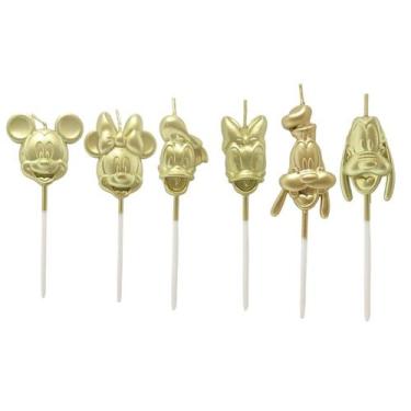 Imagem de Vela aniversario turma do mickey douradas 6 unidades disney - Silver F