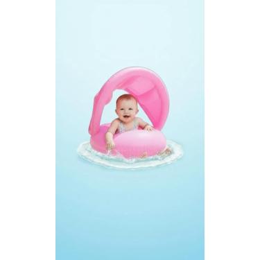 Imagem de Boia Bebê Infantil com Teto Solar e Inflador Rosa - Congratulations St
