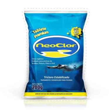 Imagem de Tratamento de Piscinas Tablete Premium com Cloração Contínua 90% de Cloro Ativo Branco Neoclor 200G