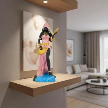 Imagem de Escultura Orixá Oxum Rosa 23 cm em Resina - Lua Mística - 100% Origina
