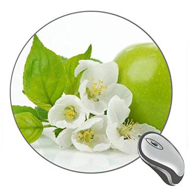 Imagem de Mouse pad redondo com maçã e flores de maçã, mouse pads personalizados