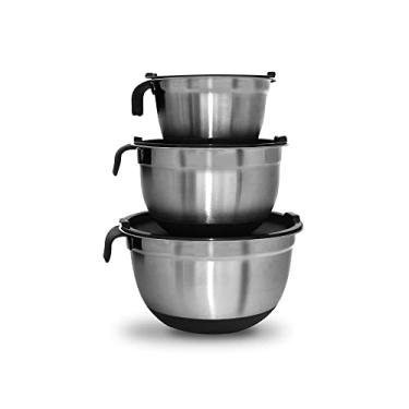 Imagem de Bowl de Aço Inox com Alça de Silicone James.F Preto 3PÇS