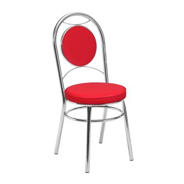 Imagem de Kit 2 Cadeiras Cromadas CC10 de Metal e Assento Espuma D15 Treparoni - Vermelho