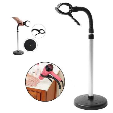 Imagem de Suporte Secador de Cabelo Chao Flexivel Giratorio Salao Cabeleireiro Petshop Ajustavel