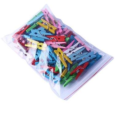 Imagem de 50 pçs mini clipes de madeira coloridos prendedores de roupa de madeira natural papel fotográfico pino pino artesanato clipes práticos e atraentes confiáveis