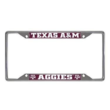 Imagem de FANMATS Moldura de placa de licença de metal cromado Texas A&M Aggies 14895, cores do time, 15,8 cm x 31,1 cm