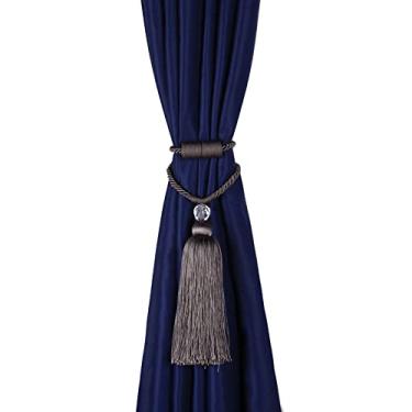 Imagem de 1 peça cortina tieback borlas bola pendurada ouro decoração para casa tieback ímã fivela corda retenção acessórios para cortina, carvão, 1 peça