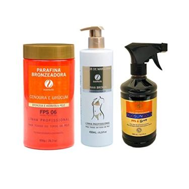 Imagem de Kit bronzeamento natural parafina bronzeador óleo e fixador de marquinha Duotrato