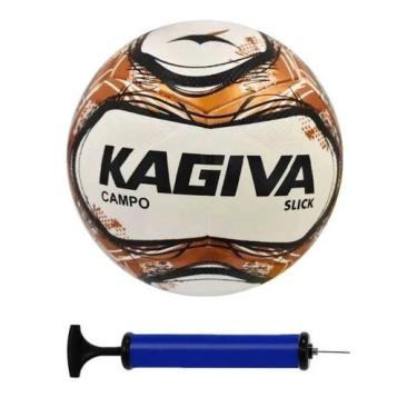 Imagem de Bola Futebol Campo Kagiva Slick + 1 Bomba de Ar - Marrom