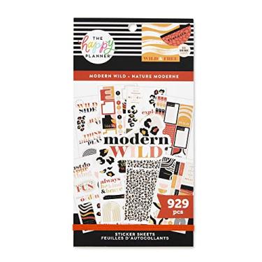 Imagem de The Happy Planner Pacote de adesivos para calendários, diários e projetos – Multicolorido, fácil de descascar – Acessórios para scrapbook – Tema selvagem moderno – 30 folhas, 929 adesivos no total