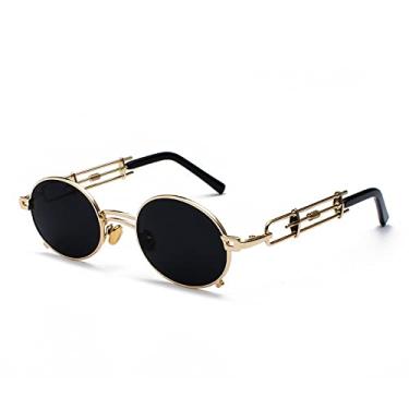 Imagem de Óculos de Sol Retrô Redondo Streampunk Masculino Feminino Designer Metal Óculos de Sol Personalidade Óculos Pequeno Círculo Óculos, 9, Tamanho Único