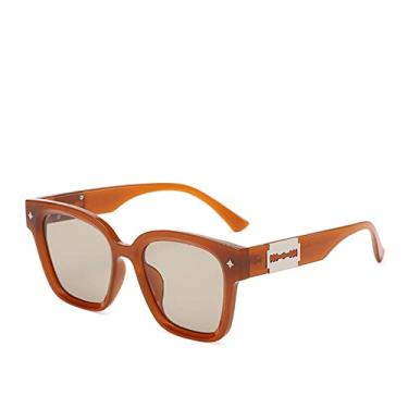 Imagem de Óculos de sol femininos polarizados pretos clássicos de luxo óculos de sol grandes quadrados exclusivos óculos decorativos de lâmina de barbear, amarelo laranja, polarizado