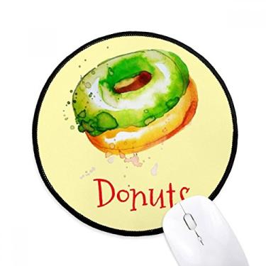 Imagem de DIYthinker Aquarela pintada à mão donut verde sobremesa mouse pad desktop escritório tapete redondo para computador