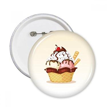 Imagem de Biscuits Cereja Chocolate Sorvete, Alfinetes Redondos, Emblema de Botão Decoração, 5 peças