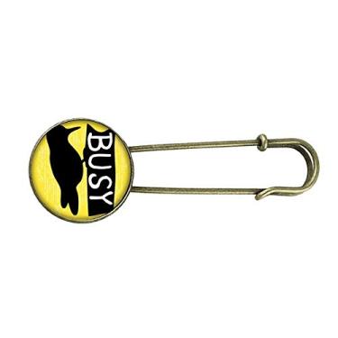 Imagem de Pica-pau preto contorno animal natural retrô metal broche broche clipe jóias