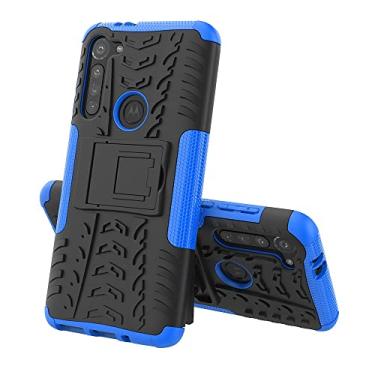 Imagem de Capa protetora de capa de telefone compatível com Moto G8 Power, TPU + PC Bumper Hybrid Militar Grade Rugged Case, Capa de telefone à prova de choque com mangas de bolsas de suporte (cor: azul escuro)