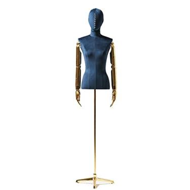 Imagem de Female Mannequin Torso Vestido forma feminina busto manequim torso, modelo feminino com testa e braço, Altezza regolabile/seta/treppiede (Color : Blue-2)