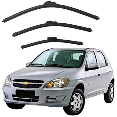 Imagem de Kit 3 Paletas Limpador Parabrisa Celta 2000 á 2016 Par Dianteiro + Traseira