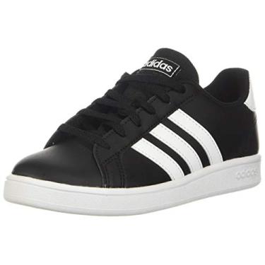 Imagem de adidas Tênis infantil unissex Grand Court 2.0 elástico (criança pequena), Preto/branco/branco (largo), 6.5 Big Kid
