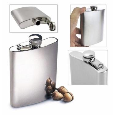 Imagem de Cantil Inox 210 Ml Aço Bolso P/ Porta Bebidas Alcool Whisky - Clink