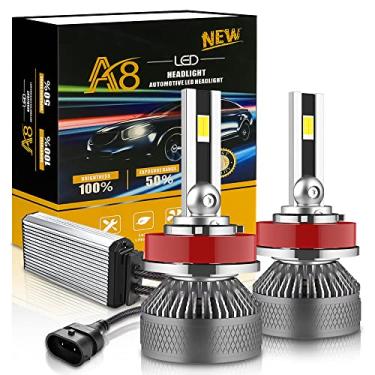 Imagem de IOANU Bombilla LED para Faros de Automóvil 135W 20000LM 6000K con 3570 Chips LED, EMC, Clasificación IP68, Tamaño 1:1 Halógeno, Aluminio Resistente al Agua y al Polvo - Ahorro de Energía y Fácil Instalación (H11/H8/H9)