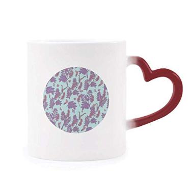 Imagem de Caneca de flor com pintura de plantas lavanda sensível ao calor vermelha muda de cor