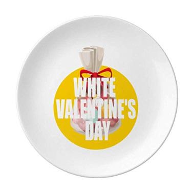 Imagem de Prato de Dia dos Namorados Branco Decorativo Porcelana Salver Prato de Jantar