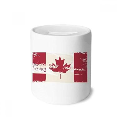 Imagem de DIYthinker Caixa de dinheiro preta e vermelha com sabor do Canadá, porta-moedas de cerâmica, presente de cofrinho