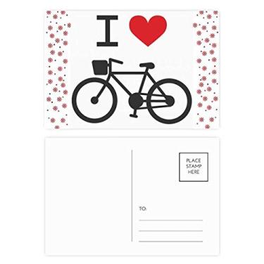 Imagem de I Love Red Heart Bicycle Pattern Christmas Christmas Flower Celebration Cartão postal Blessing Mailing Card