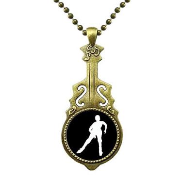 Imagem de DIYthinker Colar de silhueta preta para esportes de inverno com pingente de música de guitarra antiga