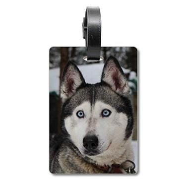 Imagem de Dog Animal Snow Husky Bolsa de viagem para fotografia com etiqueta para cartão de bagagem