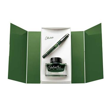 Imagem de Pelikan Especial Edition Tradition M205 Olivine Caneta tinteiro e conjunto de tinta, ponta média, verde, 1 conjunto cada (811071)