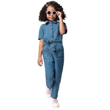 Imagem de Macacão Jeans Malwee Carinhoso Premium Longo Menina Calça Tam 4 ao 18 Infantil Juvenil Feminina-Feminino