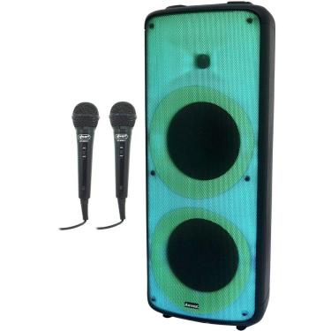 Imagem de Caixa Som Amplificada Bateria Bluetooth 2000W Rms Show de Led Amvox Aca 2000 Party Vox + 2 Microfone