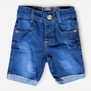 Imagem de Bermuda Shorts Jeans Infantil Masculino Claro Elastano 1 A 3 Anos - Mi