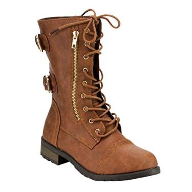 Imagem de Forever Women's Mango-71 Faux Leather Military Style Ankle Boots Tan, (6.5)