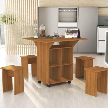 Imagem de Mesa Dobrável Annie Com 4 Bancos De Encaixe e Rodízios