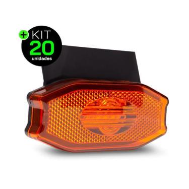 Imagem de Lanterna Lateral Exclusive Led Âmbar Laranja Bivolt Com Vigia, Suporte